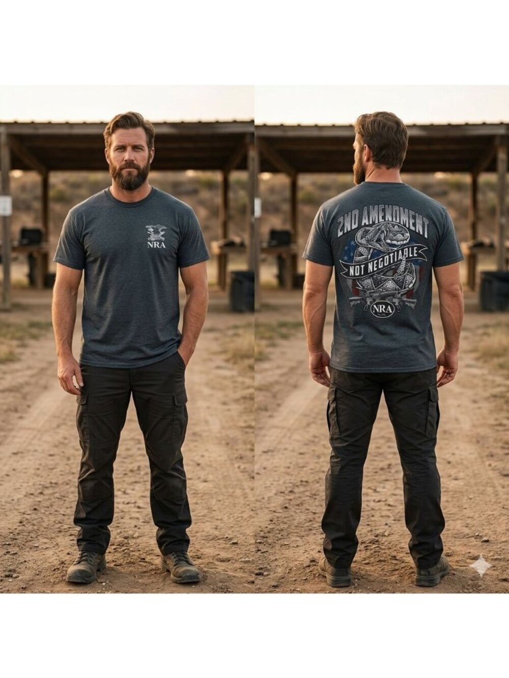 NRA 2nd Amendment T-Shirt Charcoal Heather Gray Patriotic Graphic Tee Crewneck